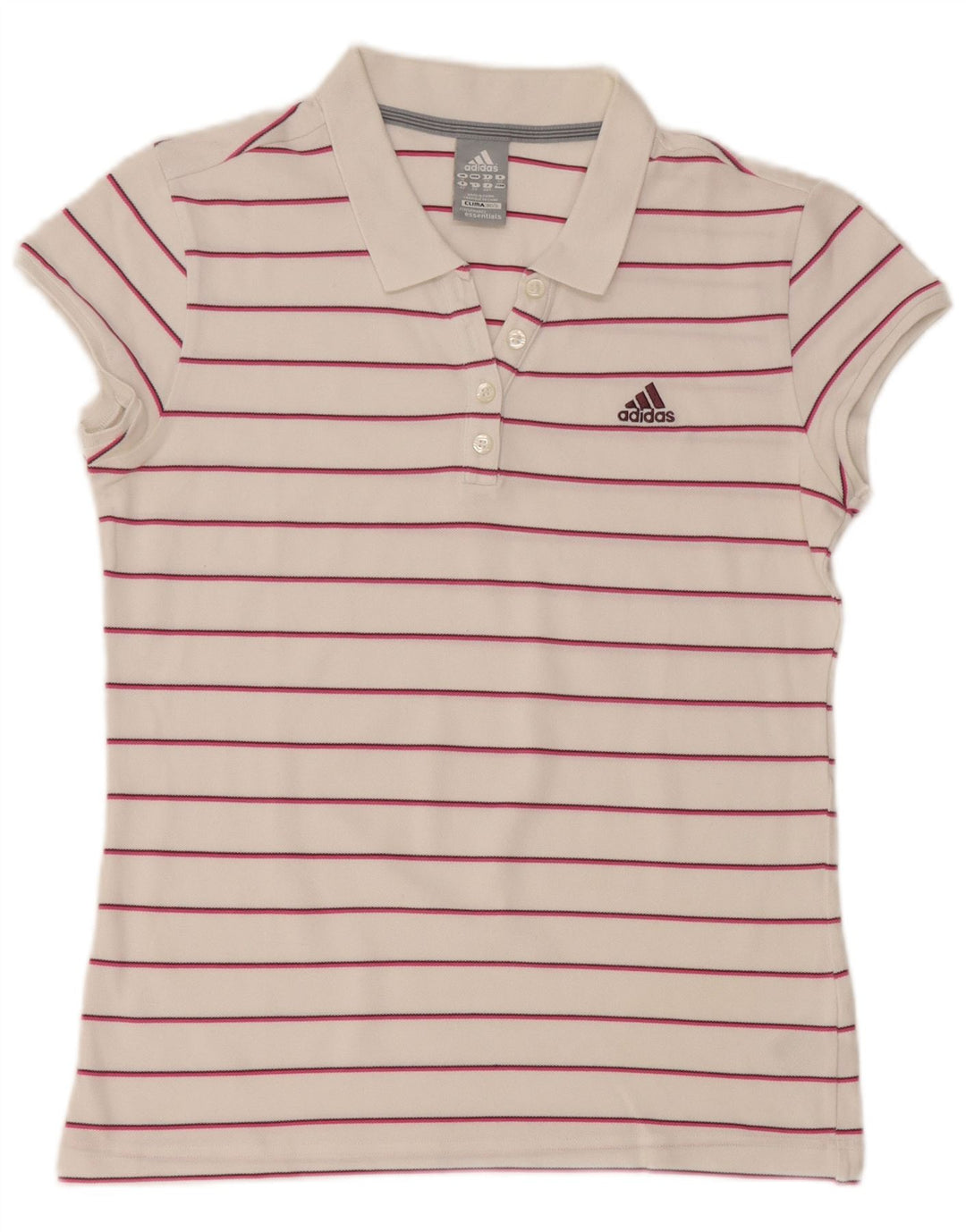 Tricou polo ADIDAS Clima 365 pentru femei UK 16, bumbac mare cu dungi albe