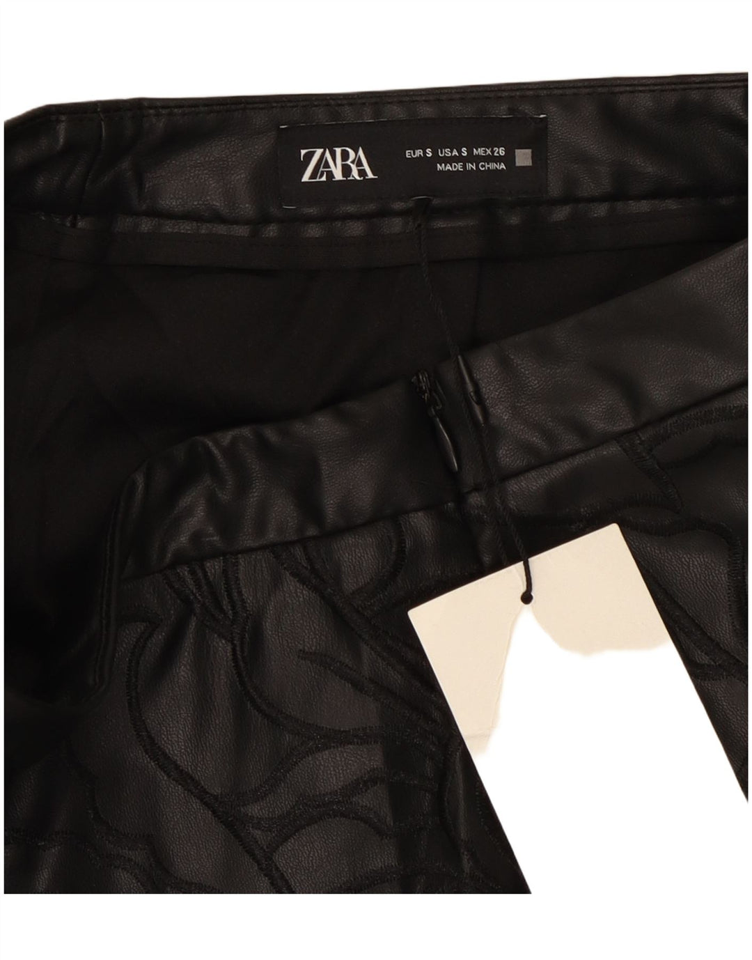 Fusta din piele pentru femei Zara Mic W26 Negru Floral