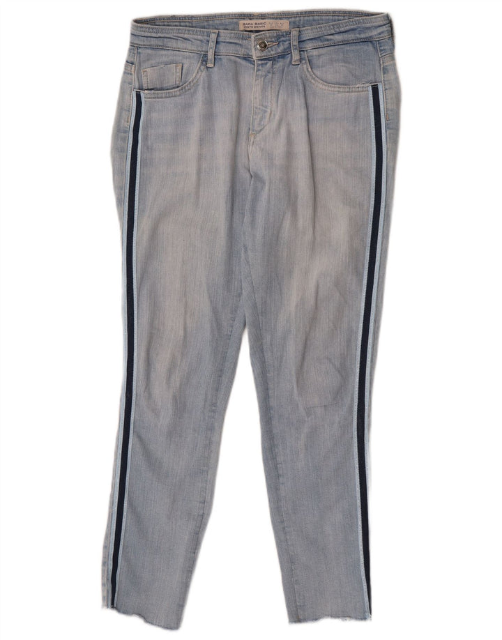 Blugi slim pentru femei Zara EU 38 Mici W28 L27 Albastru Colorblock