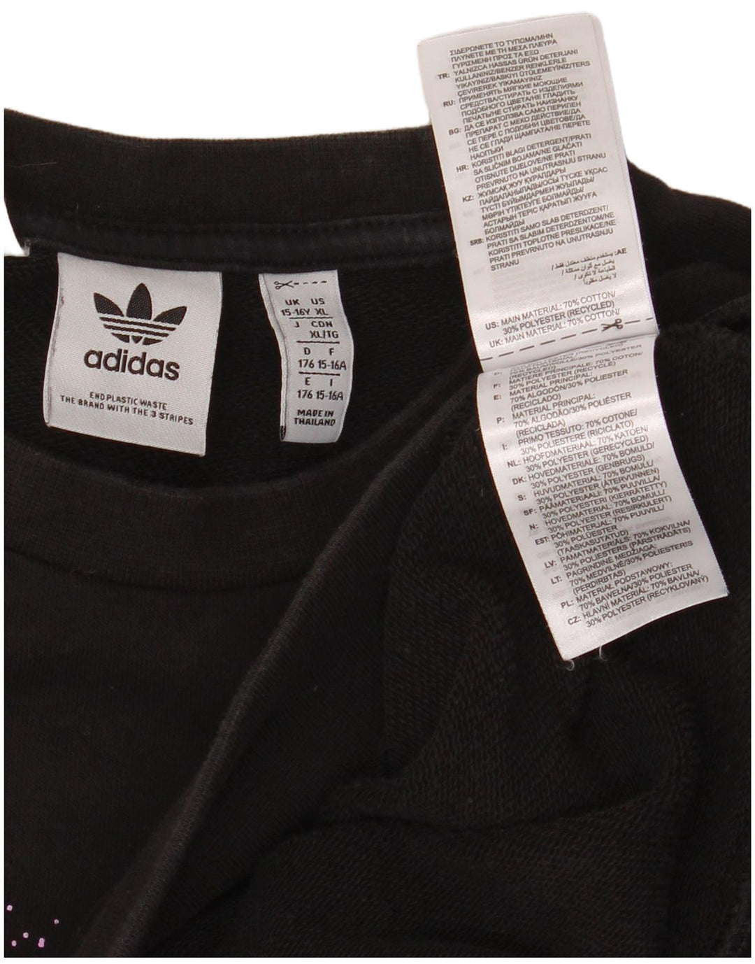 ADIDAS Băieți Pulover Grafic Pulover 15-16 Ani Bumbac Negru