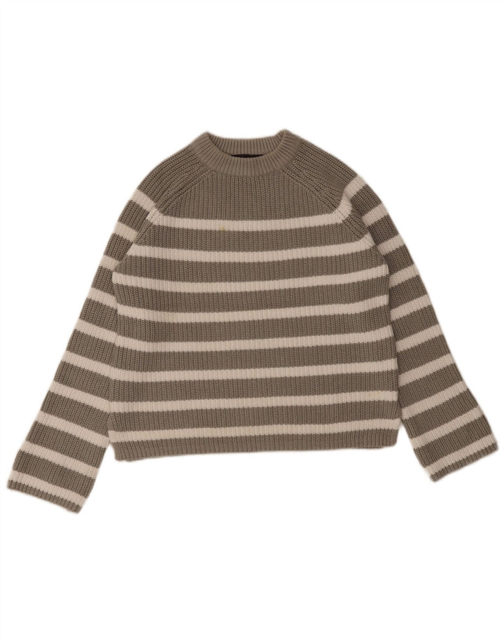 Pulover pentru femei Marks & Spencer cu decolteu triplu UK 10 mic, gri cu dungi