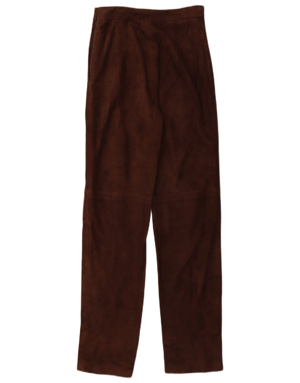 Pantaloni drepti din piele intoarsa Maska pentru femei UK 10 Mici W26 L32 Piele maro