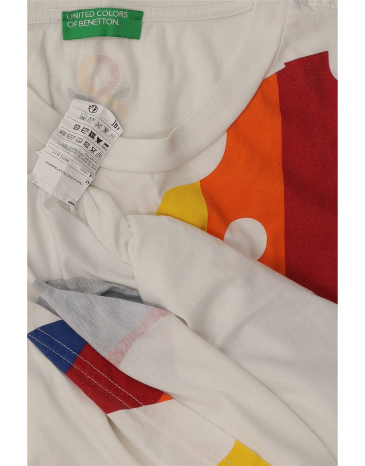 Tricou grafic Benetton pentru băieți Top 15-16 ani Bumbac alb mediu