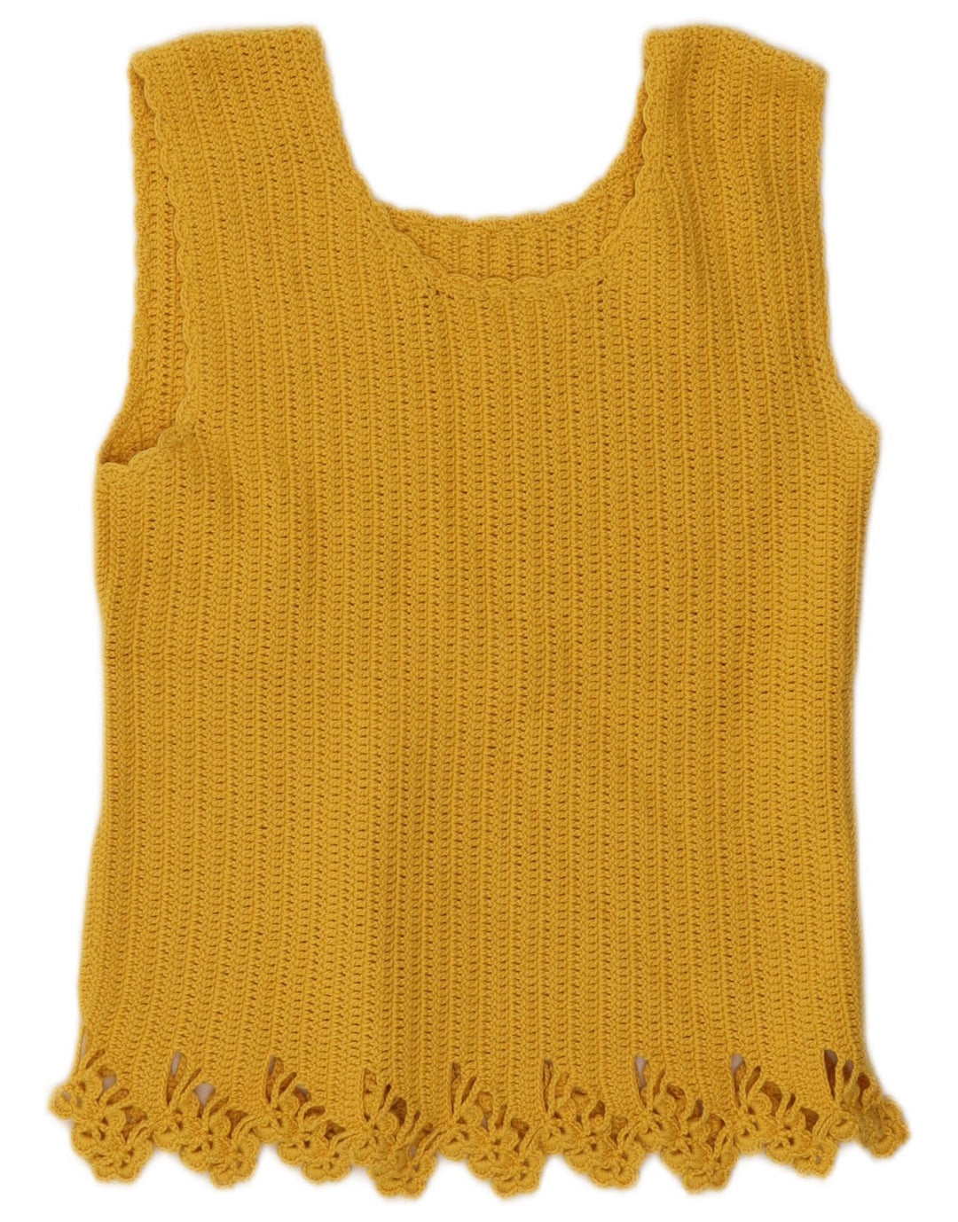 Vest de croșetat vintage pentru femei UK 10 Small Yellow