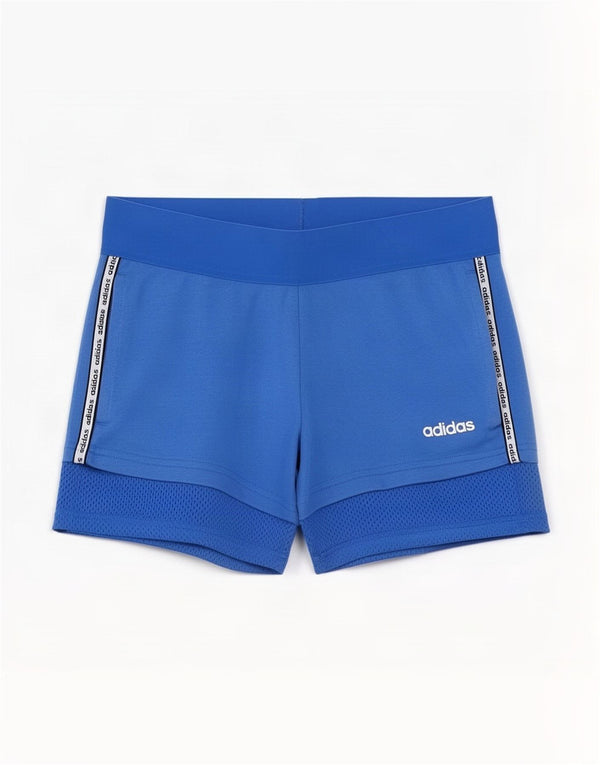Pantaloni scurți de sport grafic Adidas pentru femei UK 8/10 Small Blue Colorblock Bumbac