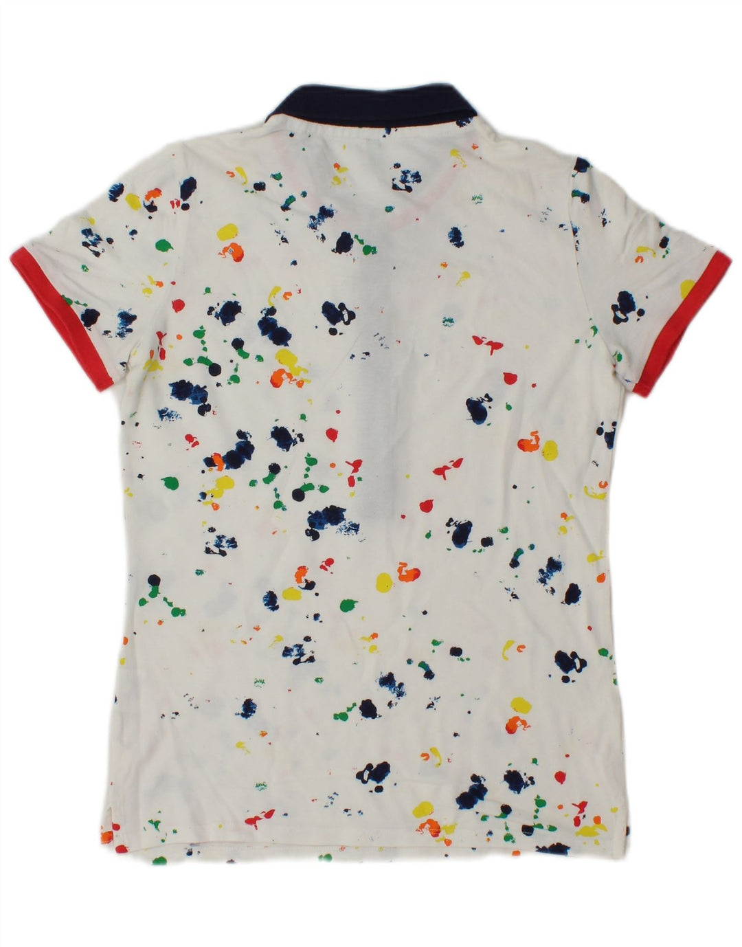 Tricou polo Benetton pentru femei UK 10 Bumbac alb cu pete mici