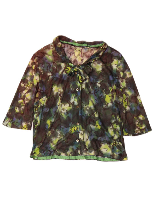 Bluză cămașă Vintage pentru femei cu mâneci 3/4 UK 12 Medium Multicolor Floral