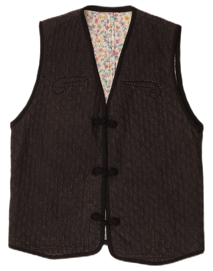 Gilet Vintage pentru femei UK 12 Medium Grey Paisley