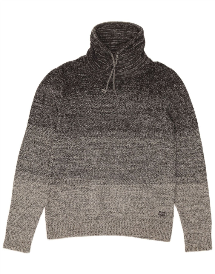 Pulover Jack & Jones pentru bărbați cu gât rulat, bumbac color bloc, gri mediu