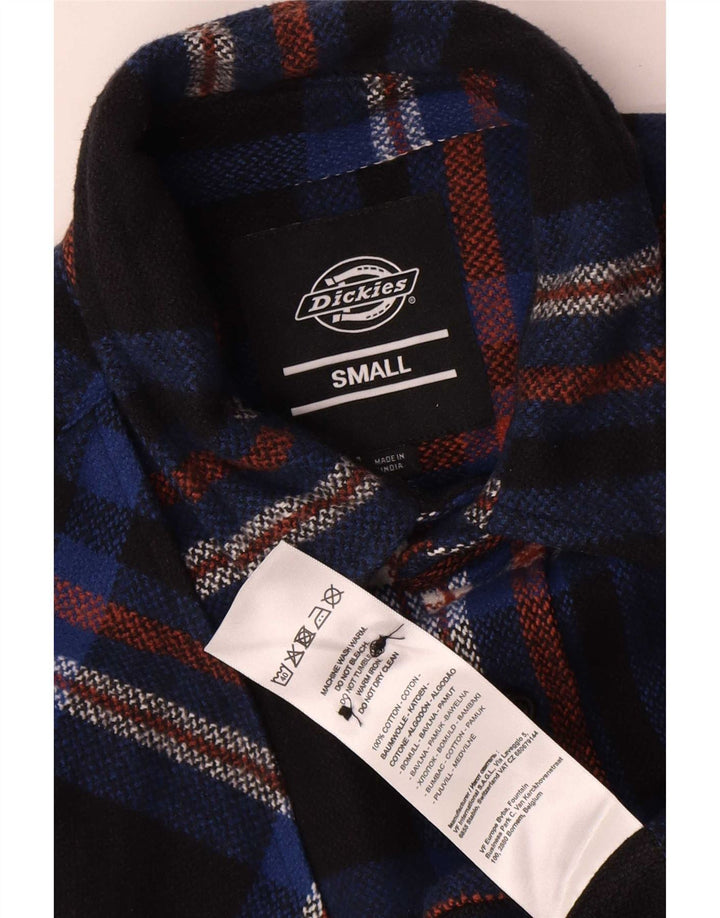 Dickies Mens Flannel Shirt Small Navy Blue Check Cotton