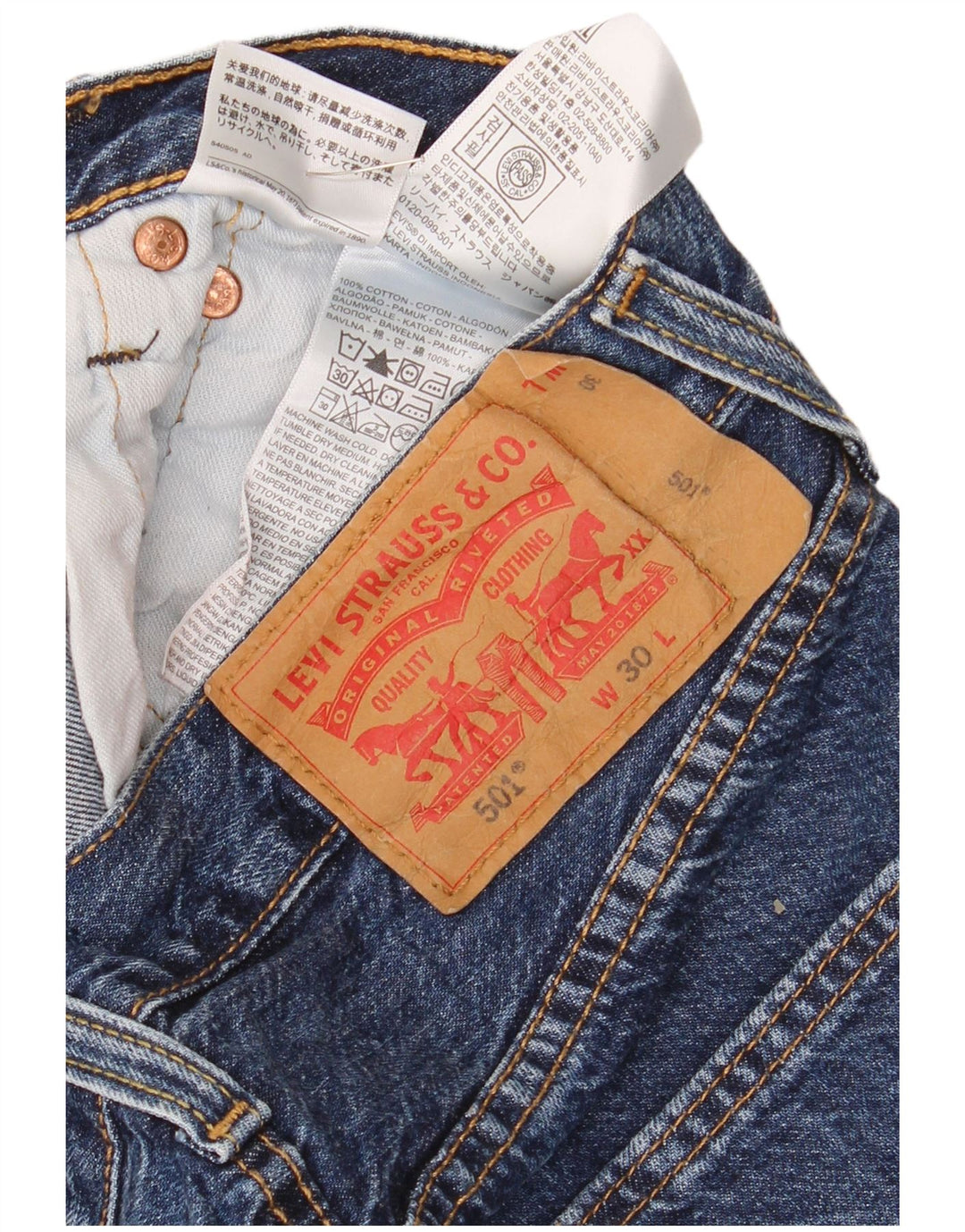 Pantaloni scurți Levi's 501 Denim W30 Medium Blue Bumbac