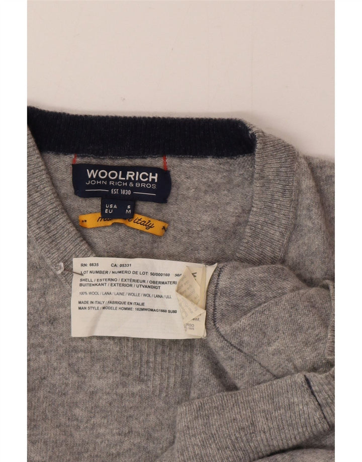 Pulover pentru bărbați Woolrich cu gât crew, lână mică, gri