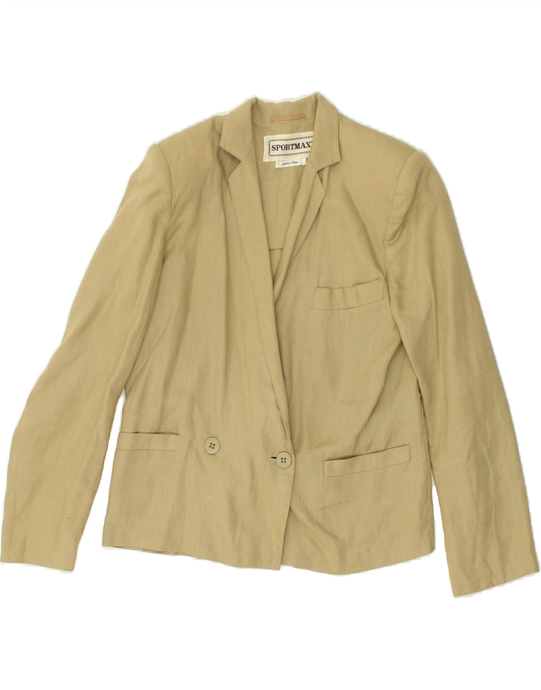 SPORTMAX Womens Double Breasted Blazer Jacket IT 40 Small Beige Linen | Vintage Sportmax | Thrift | Second-Hand Sportmax | Used Clothing | Messina Hembry 