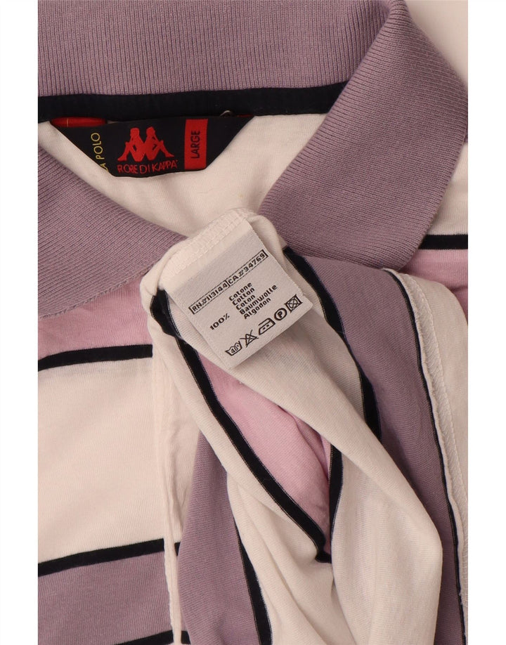 Cămașă polo pentru bărbați Kappa, bumbac cu dungi albe