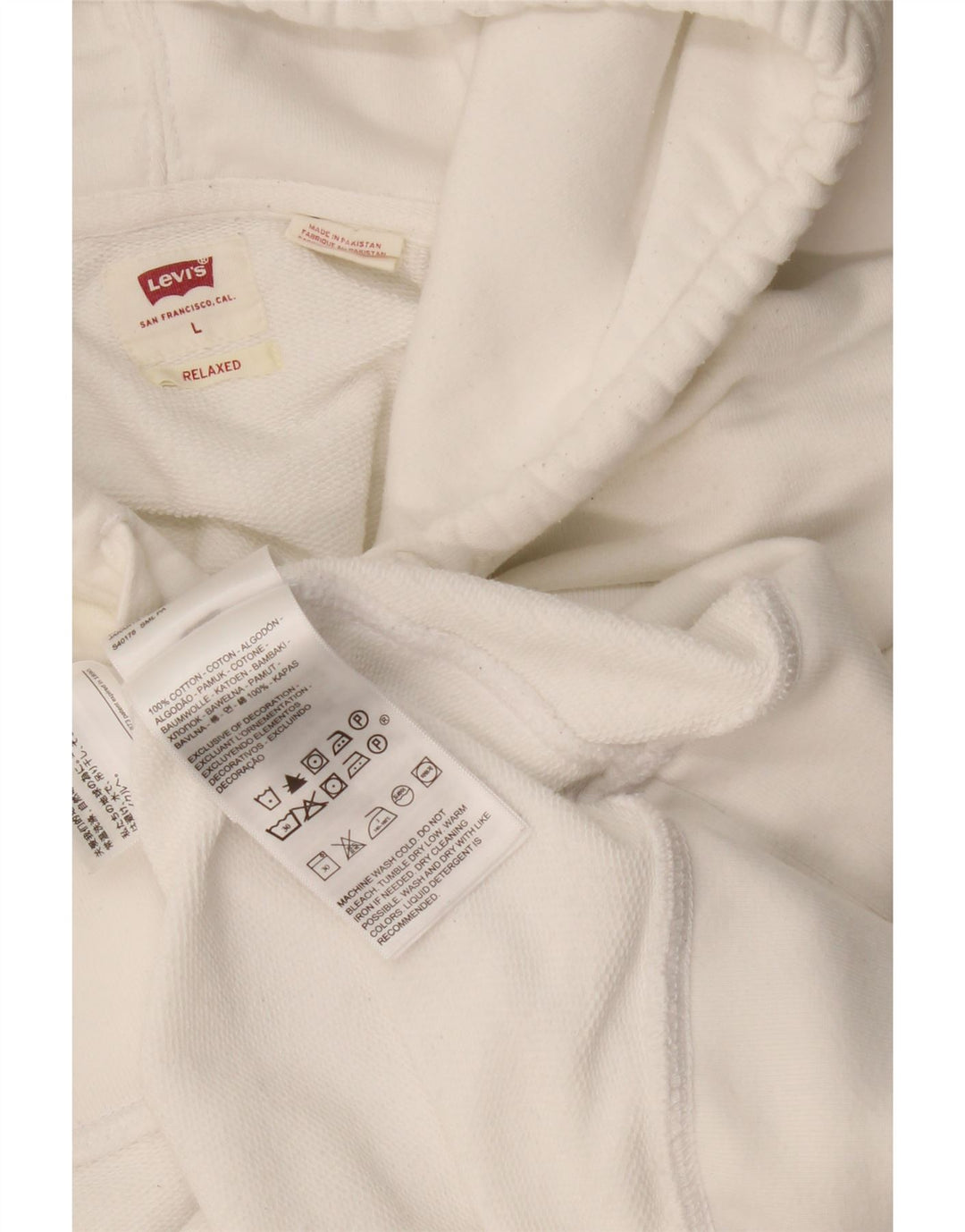 Pulover Levi's Relaxed Hoodie pentru bărbați, mare, alb, din bumbac