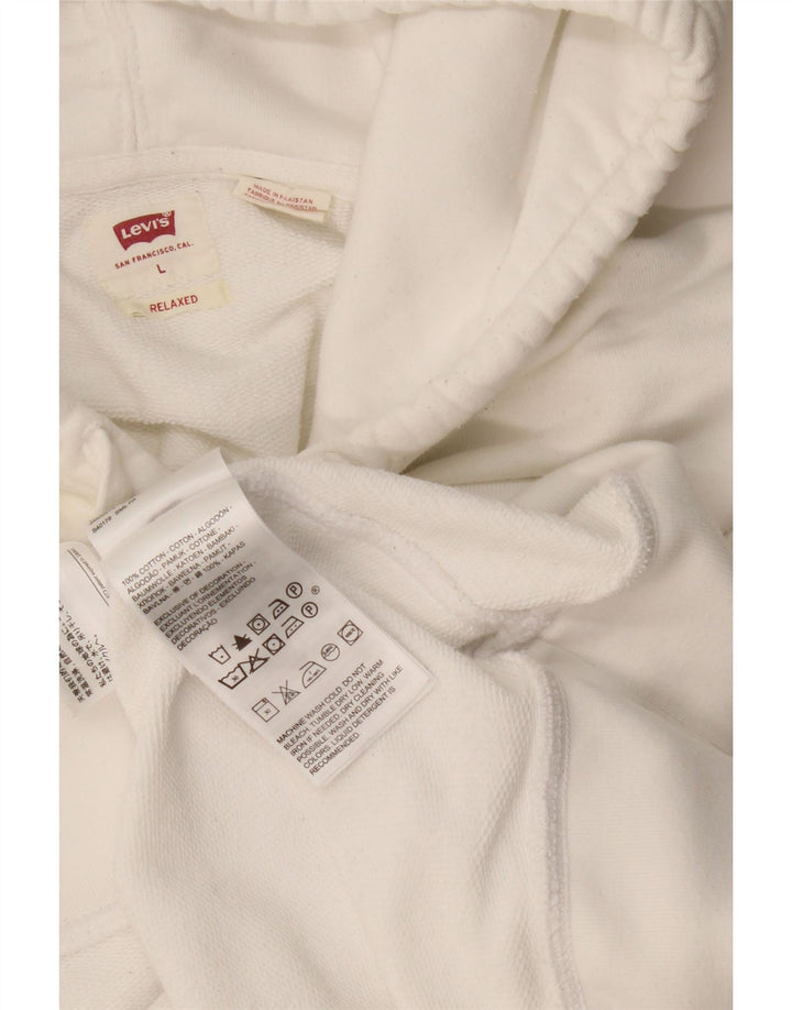 Pulover Levi's Relaxed Hoodie pentru bărbați, mare, alb, din bumbac