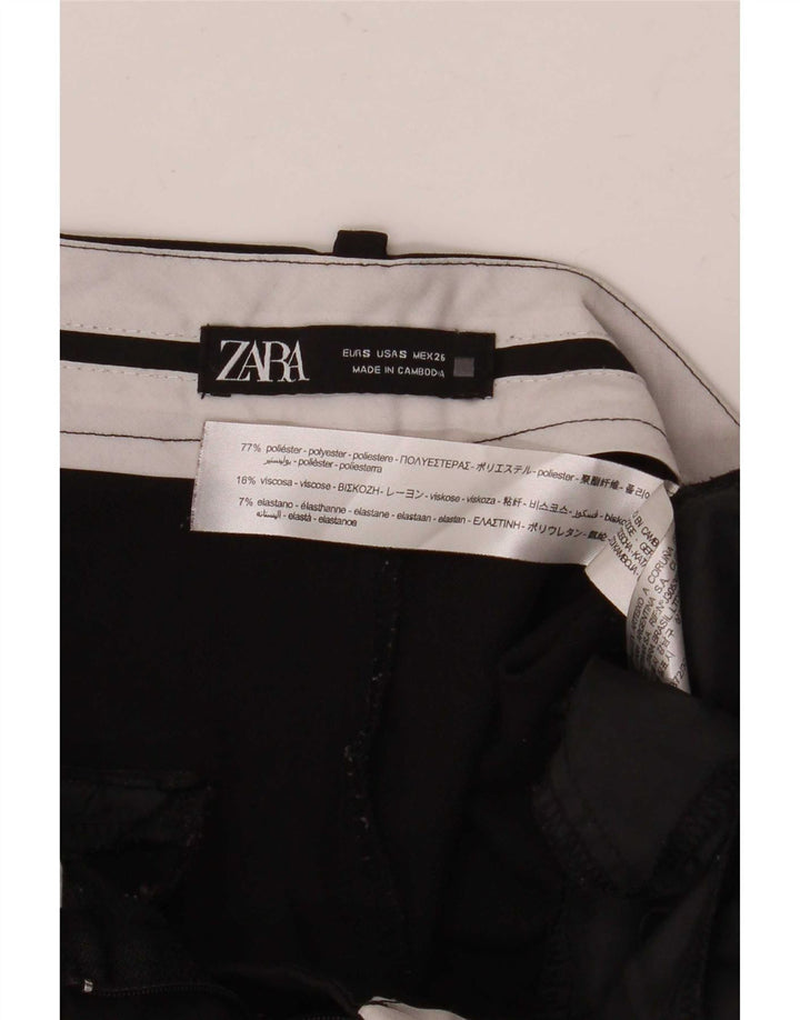 Pantaloni de costum pentru femei Zara cu picioare largi Mici L26 L28 Poliester negru