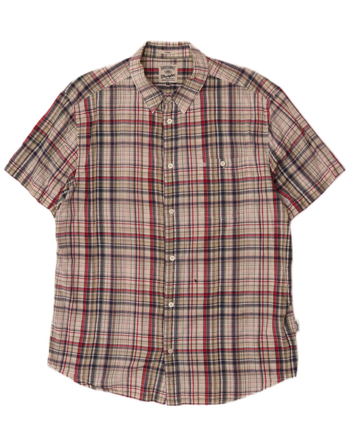 Cămașă pentru bărbați Wrangler cu mânecă scurtă XL, bumbac cu carouri multicolore