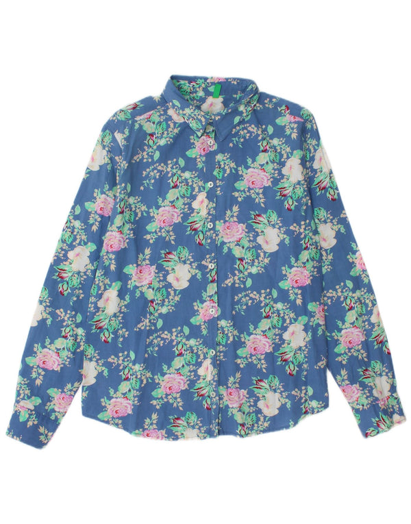 Cămașă BENETTON pentru femei UK 14 Medium Blue Floral