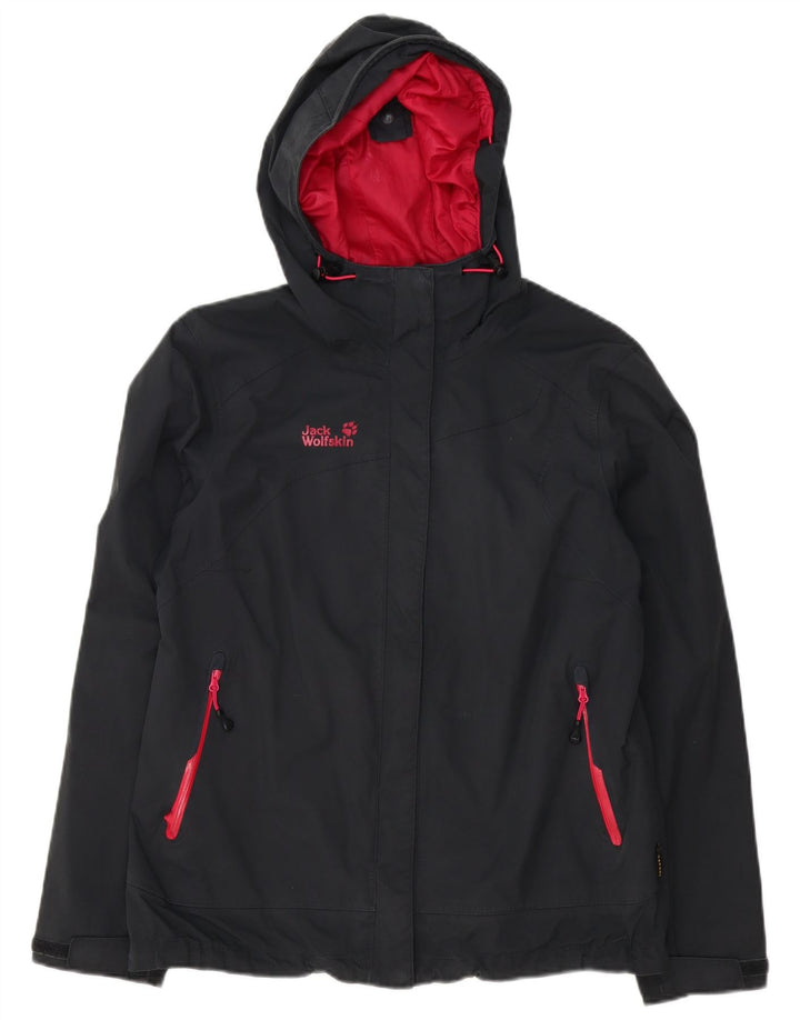 Jack Wolfskin Jachetă de ploaie cu glugă pentru femei UK 16, mare, gri din poliamidă