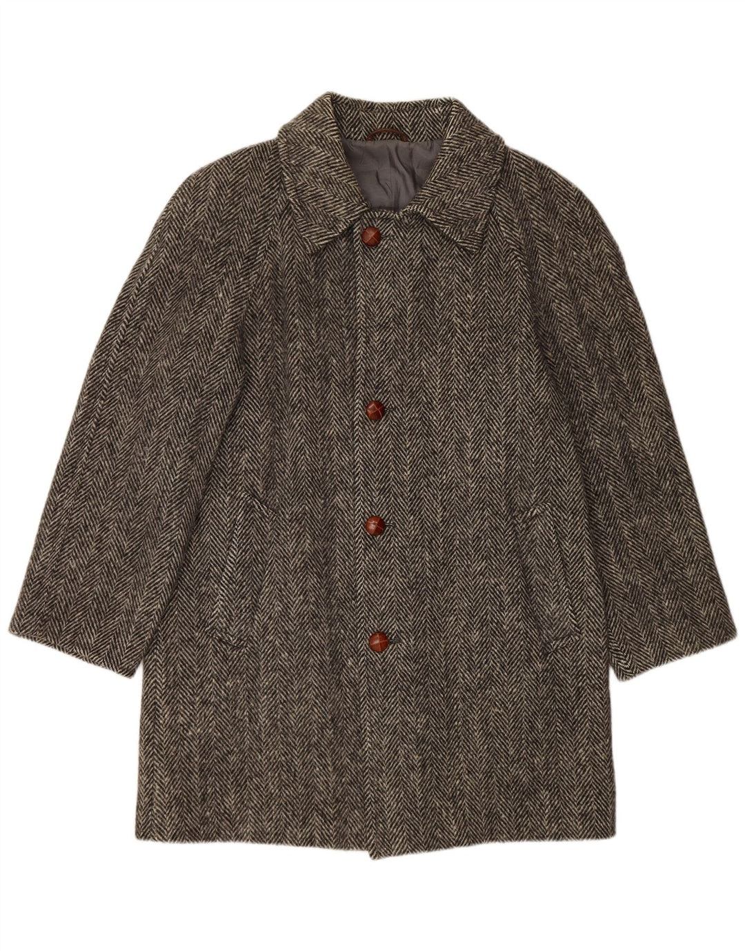 BLUE DEVIL Pardesiu pentru bărbați UK 38 Medium Gris Herringbone Lână