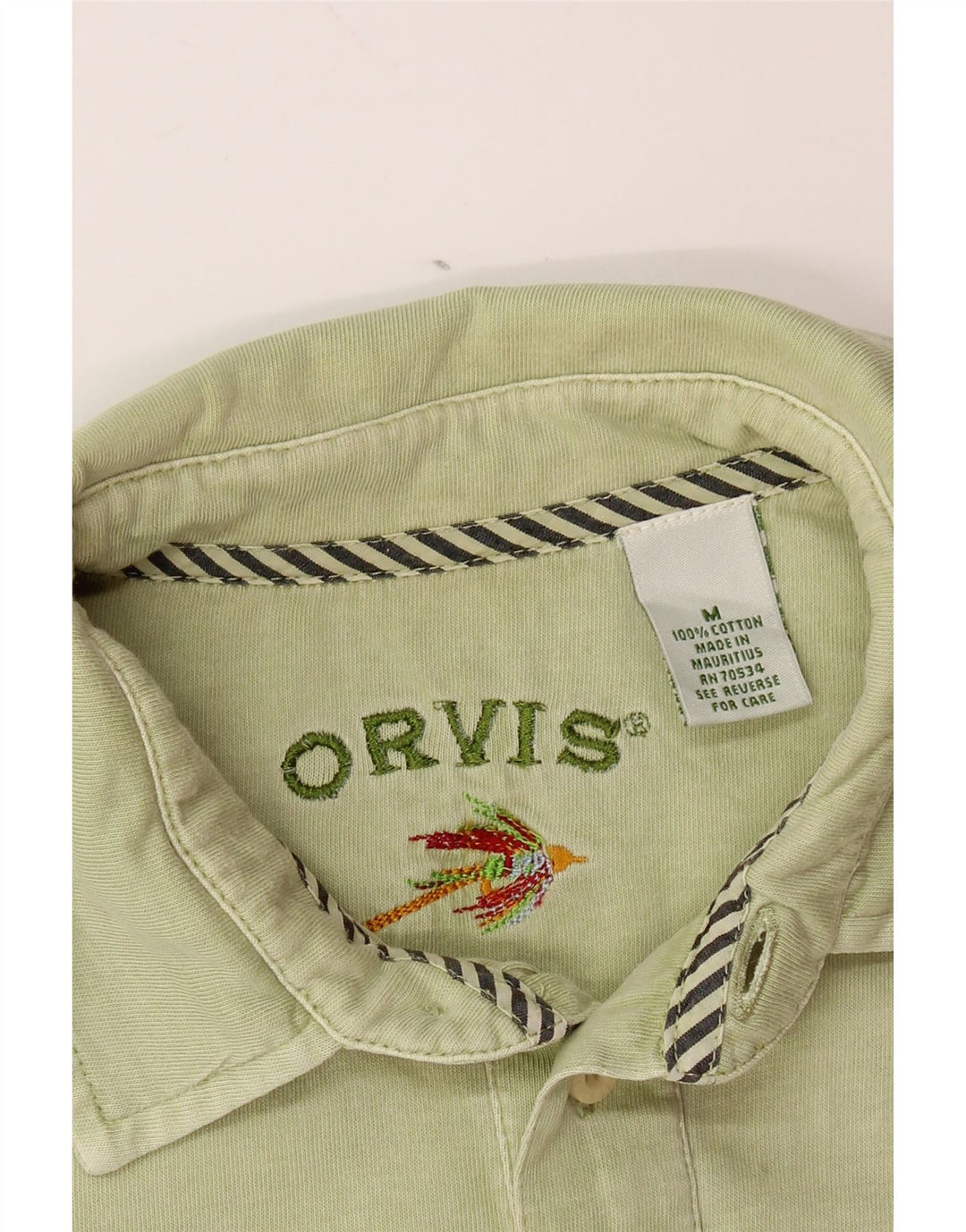 Tricou polo ORVIS pentru bărbați, bumbac verde mediu
