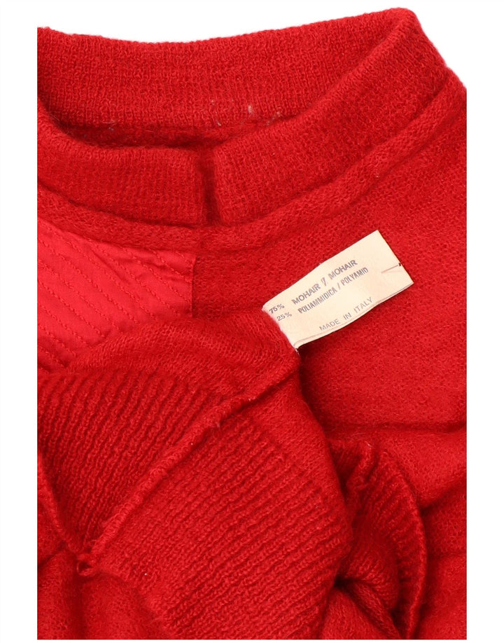 Pulover vintage cu gât țestoasă pentru femei UK 12 Medium Red Colorblock