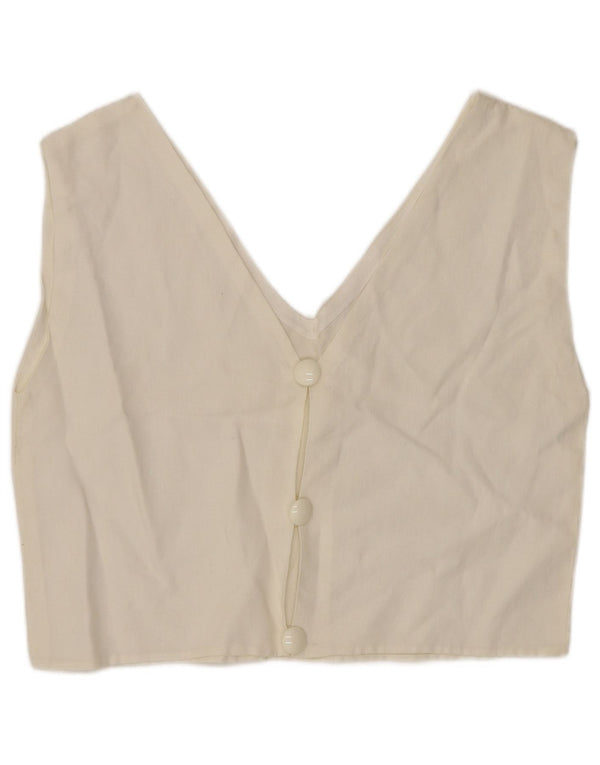 Bluză cămașă fără mâneci pentru femei VINTAGE UK 12 Medium White