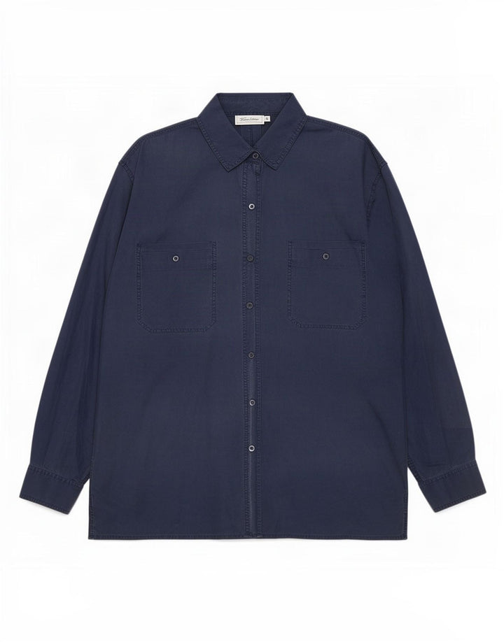 Cămașă Vintage pentru femei UK 14 Medium Bleumarin Mătase