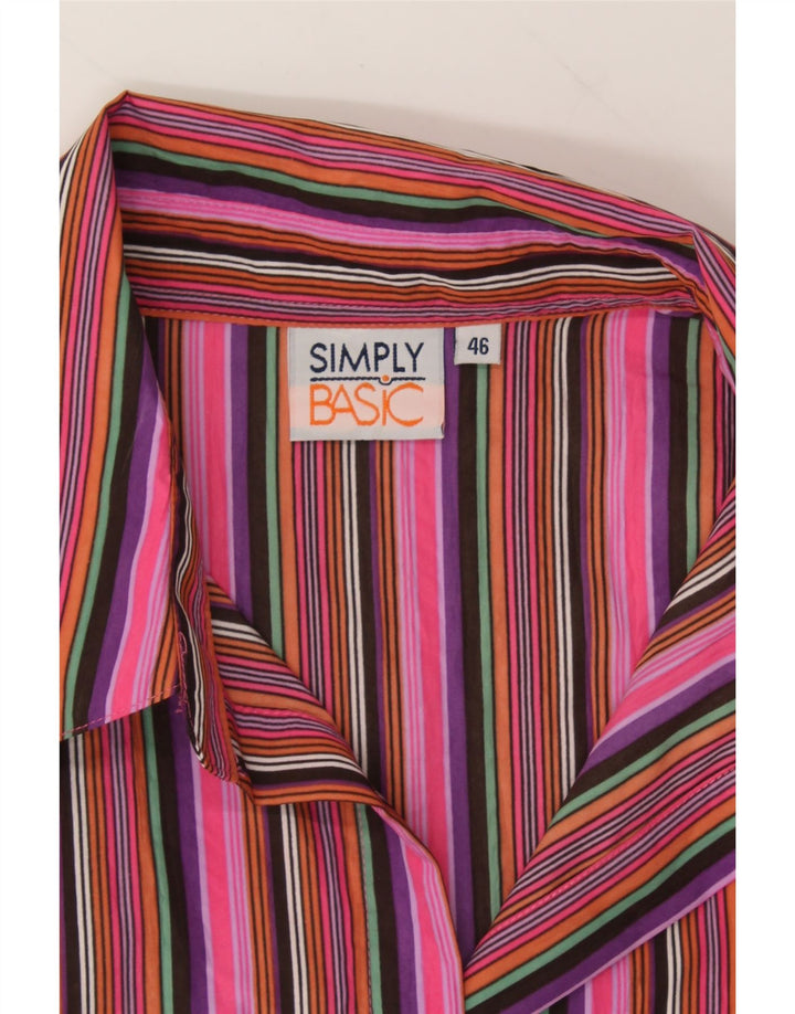 VINTAGE Womens Short Sleeve Shirt IT 46 Large Pink Striped Vintage Vintage and Second-Hand Vintage from Messina Hembry 