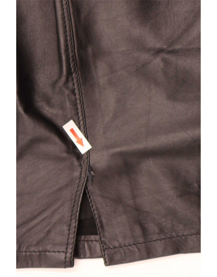 Fusta creion din piele vintage pentru femei W26 Small Black