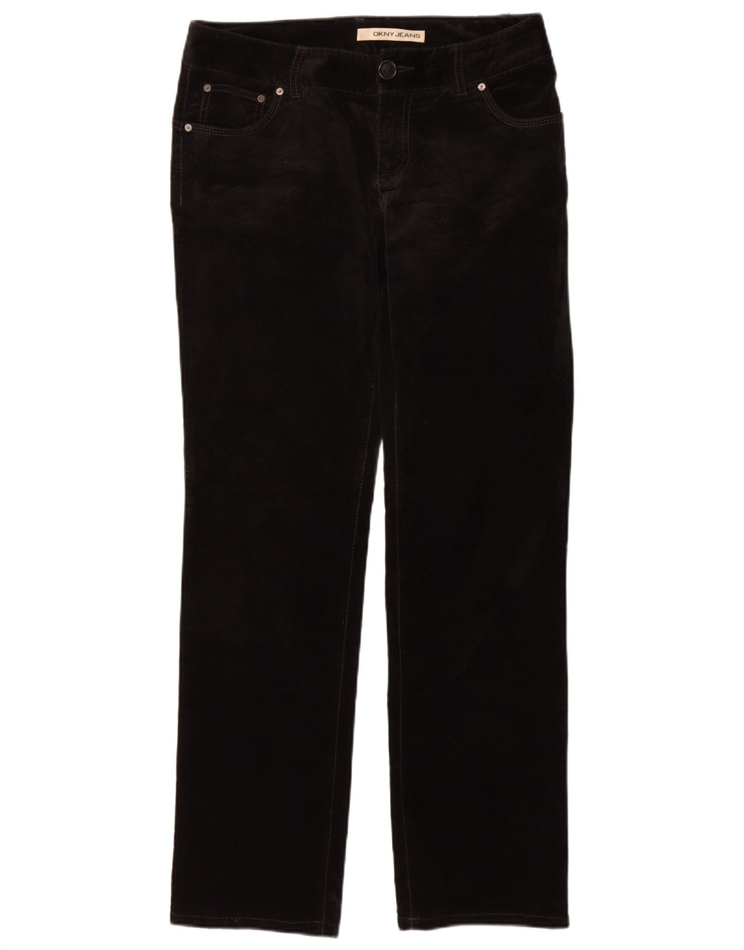 DKNY Pantaloni casual din catifea drepte pentru femei US 8 Medium W30 L33 Negru