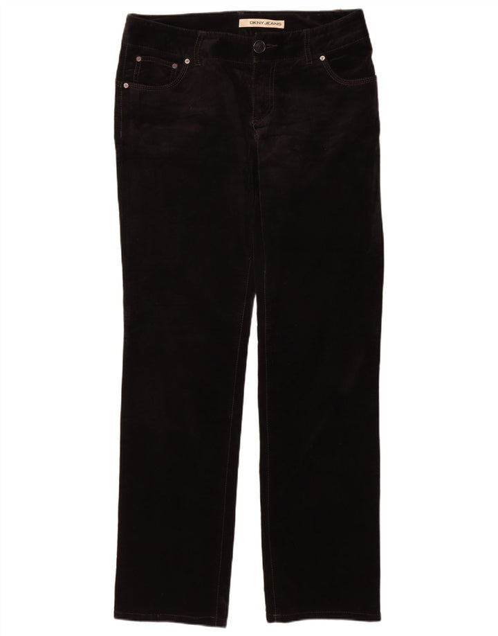 DKNY Pantaloni casual din catifea drepte pentru femei US 8 Medium W30 L33 Negru