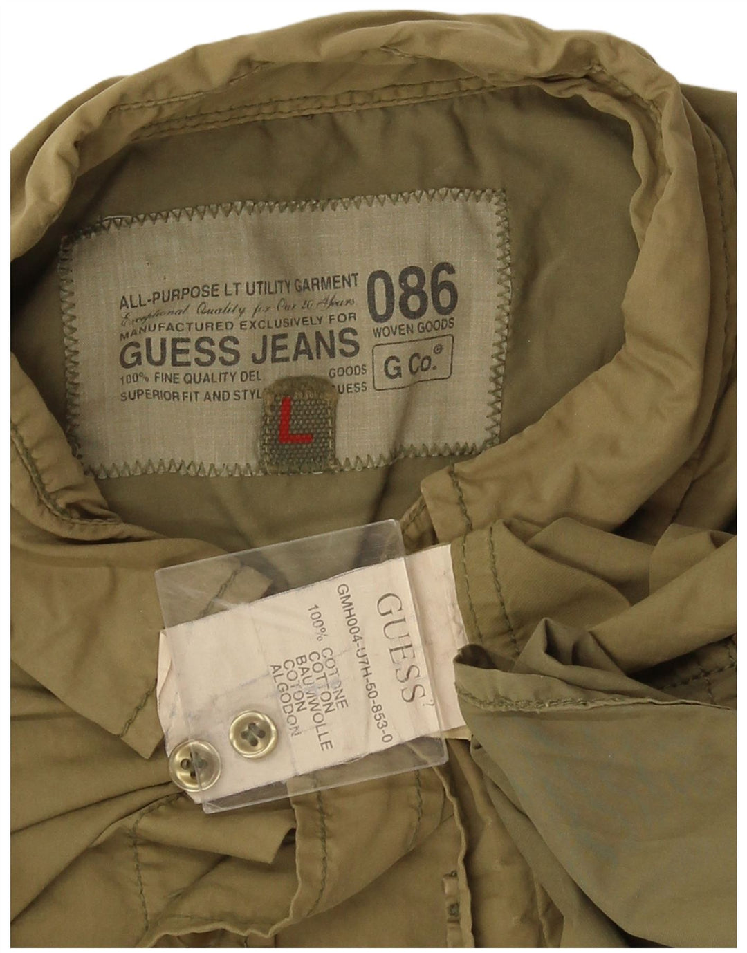 Cămașă Guess pentru bărbați, bumbac kaki mare