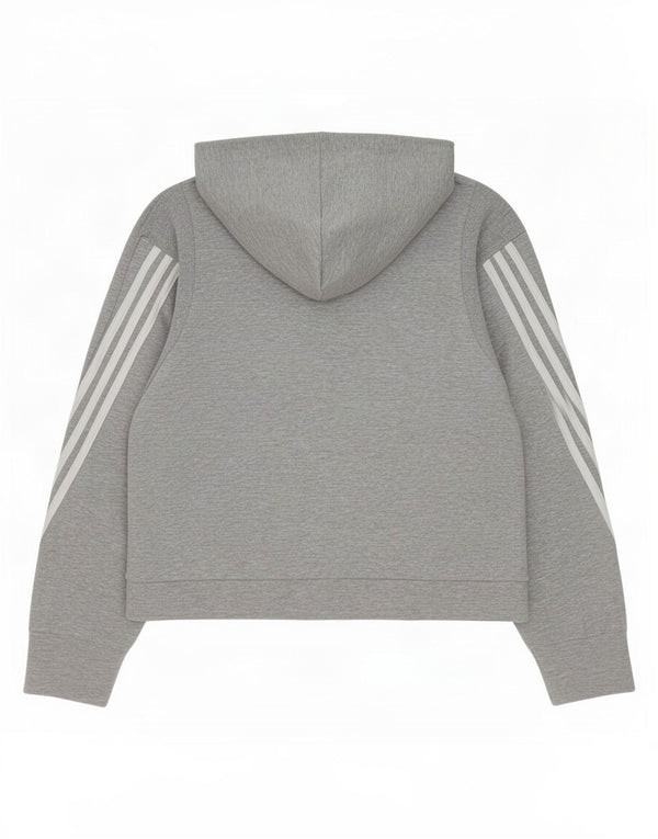 Adidas Womens Zip Hoodie Sweater UK 20/22 XL Grey Cotton