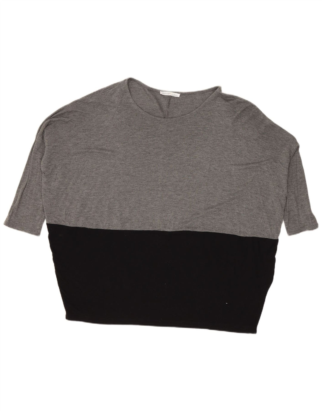Top supradimensionat pentru femei Zara cu mâneci 3/4 UK 14 Medium Gri Colorblock