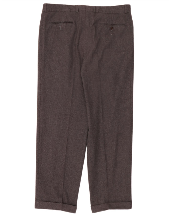 Pantaloni de costum pentru bărbați Hugo Boss L36 L30 gri din lână nouă