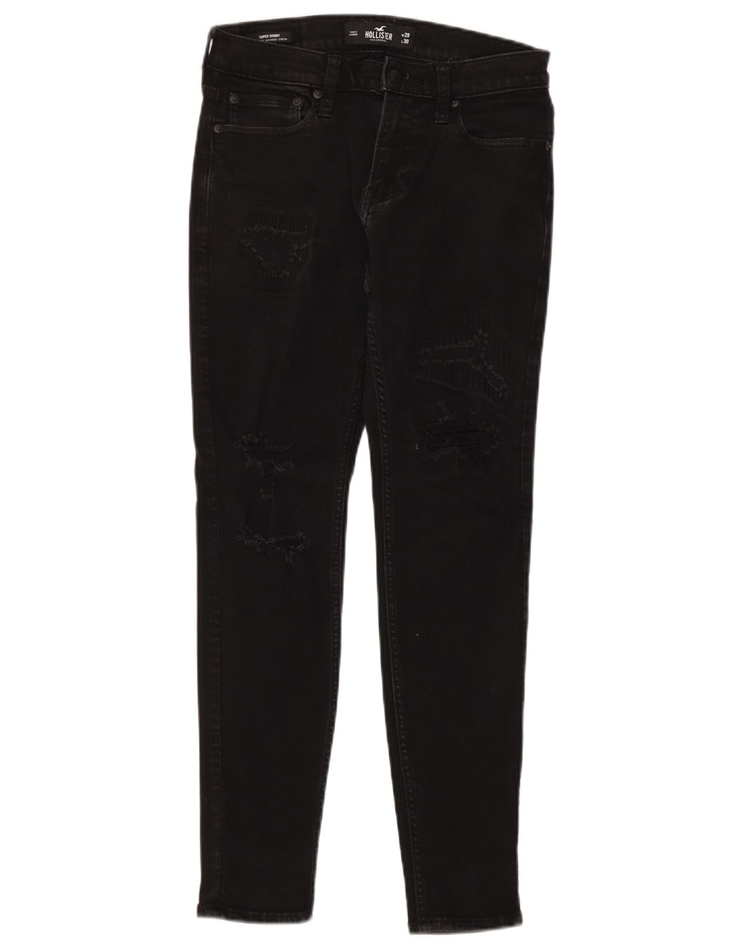 Blugi skinny învechiți pentru femei HOLLISTER W29 L30 bumbac negru