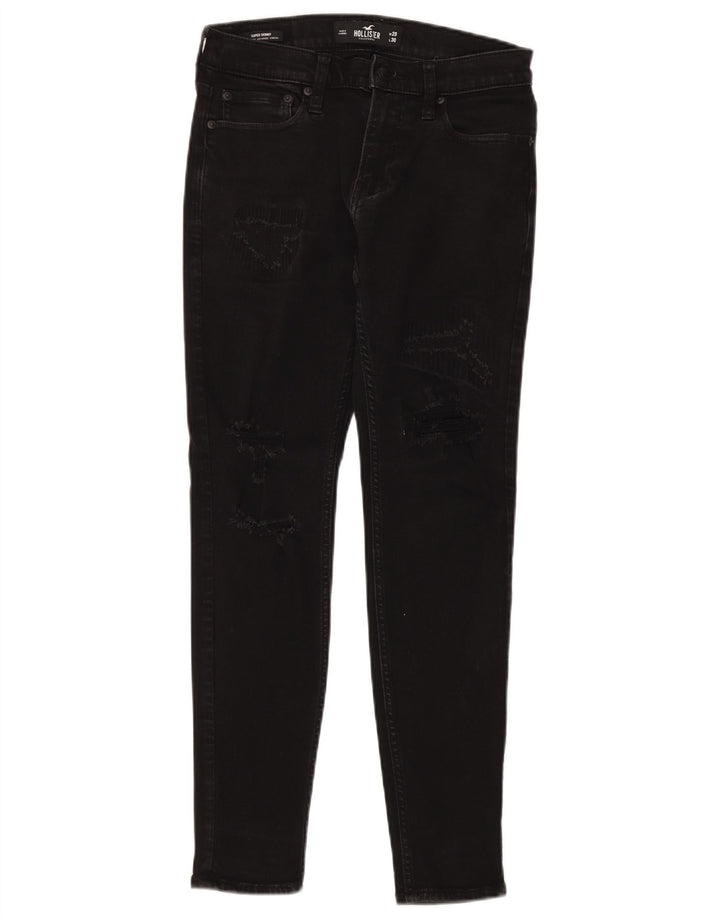Blugi skinny învechiți pentru femei HOLLISTER W29 L30 bumbac negru
