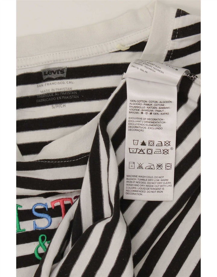Top cu grafic supradimensionat Levi's pentru femei cu mânecă lungă UK 10, cu dungi mici, negre