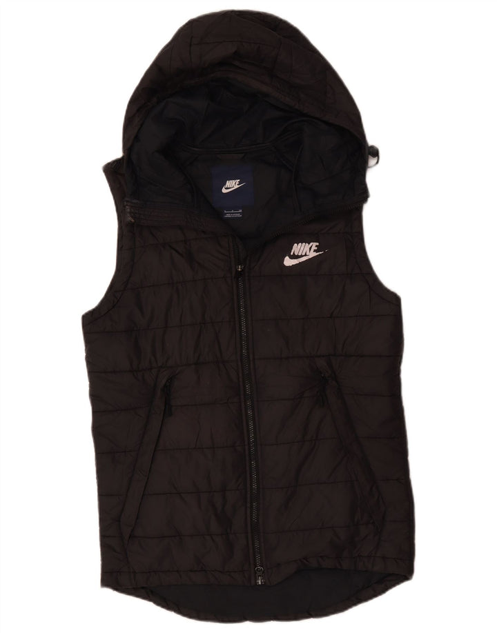 Gilet căptușit cu glugă Nike pentru bărbați UK 36 Poliester negru mic
