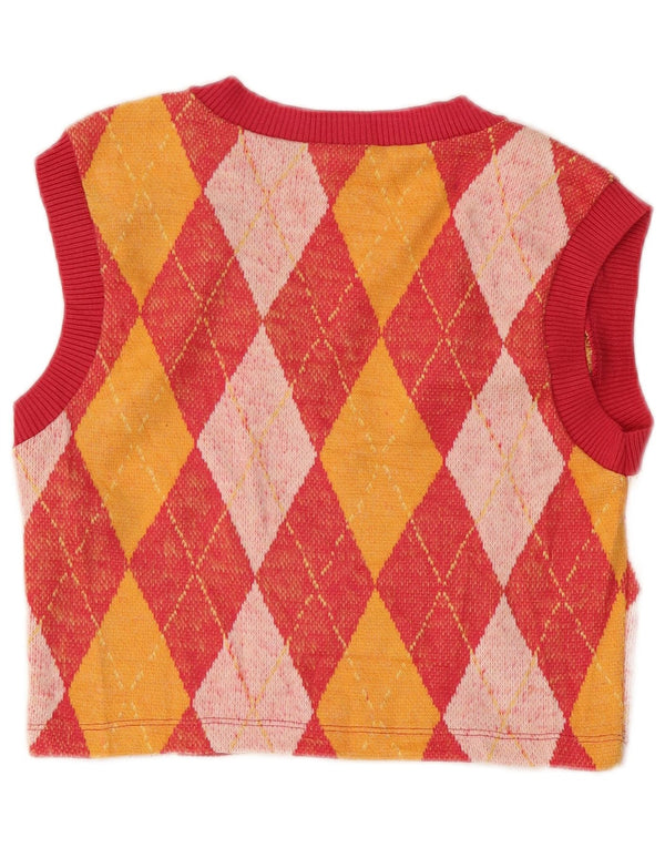 ZARA Crop Vest Tank Top pentru femei UK 10 Small Red Argyle/Diamond Poliester