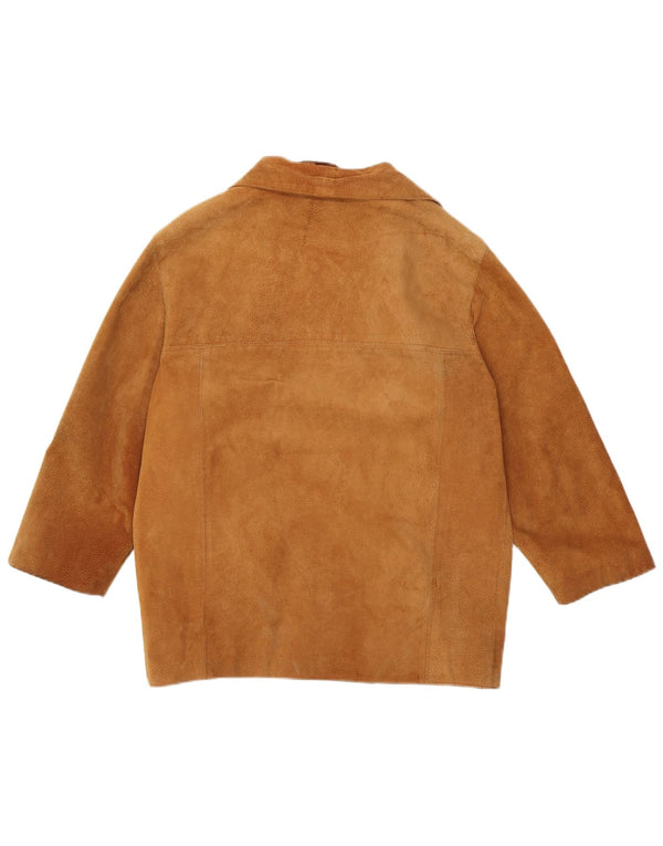 Jachetă vintage de piele intoarsa pentru femei IT 48 XL din piele maro