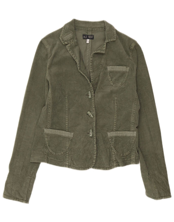 Jachetă Blazer din velur velur cu 3 nasturi Armani Jeans UK 16 mare kaki