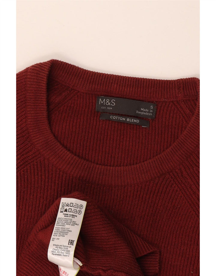 Pulover pentru bărbați Marks & Spencer cu decolteu rotund din poliester burgundă mic
