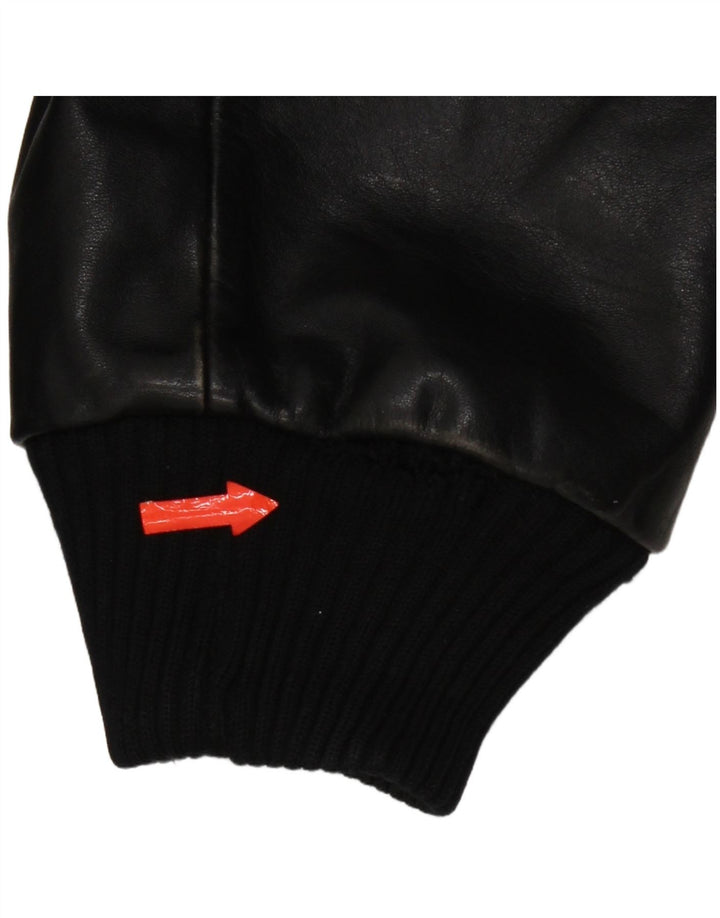 Jachetă militară din piele pentru bărbați de epocă UK 38 Piele neagră medie