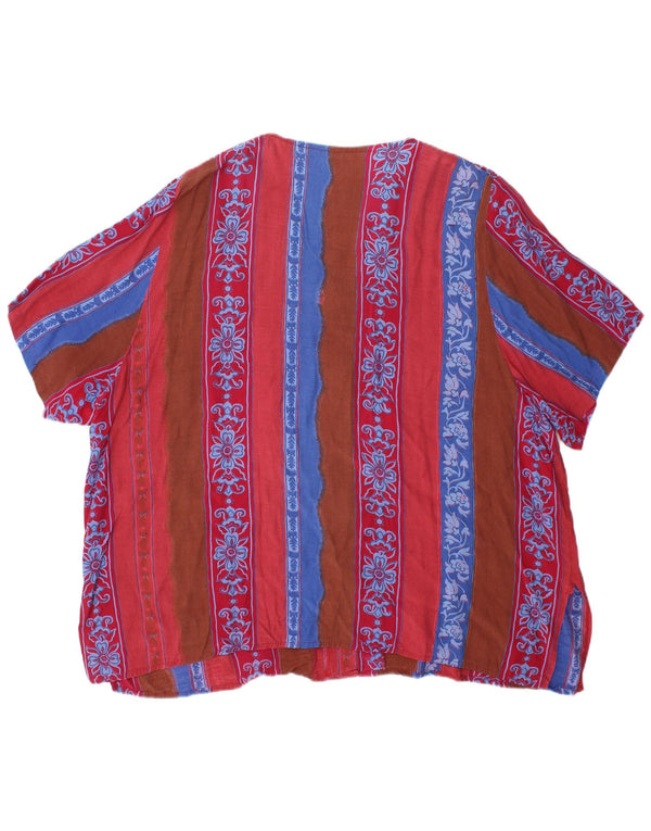 Bluză vintage pentru femei cu mânecă scurtă, cămașă UK 22 3XL, multicoloră, florală