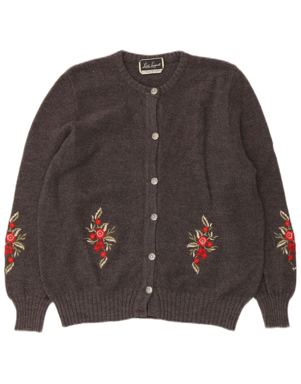Pulover cardigan pentru femei Luisa Spagnoli UK 14 Lână florală gri mediu