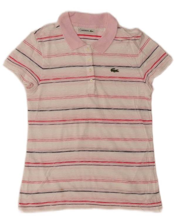 Tricou Polo Fete Lacoste 11-12 Ani Bumbac cu dungi Albe