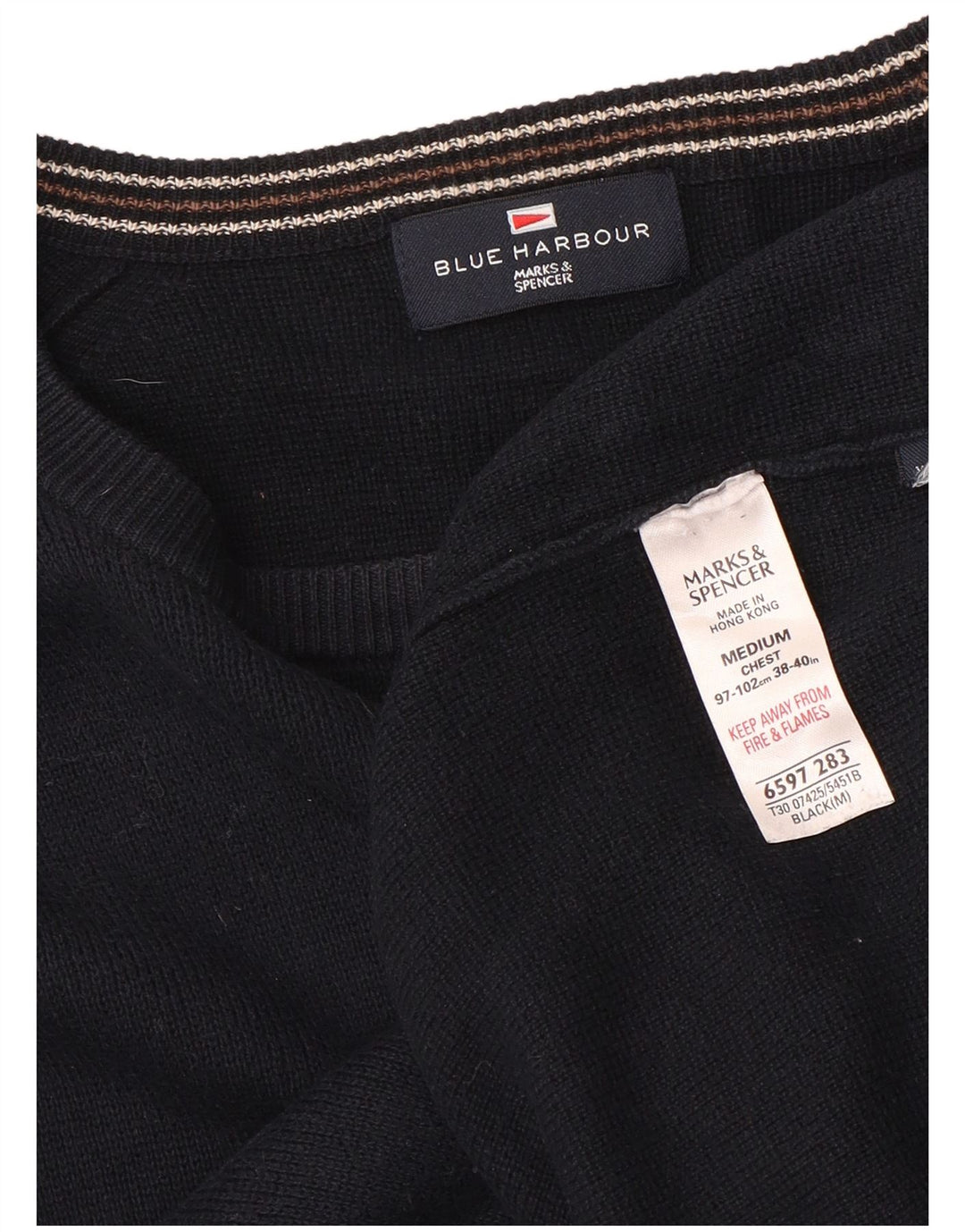 Pulover pentru bărbați Marks & Spencer, cu autograf, cu gât de barcă, albastru bleumarin mediu